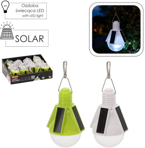 Bombilla LED solar colgante 6,9 × 6,9 × 10,5 cm, blanco frío
