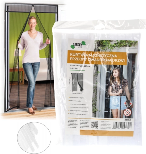 Mosquitera magnética para puerta, blanca