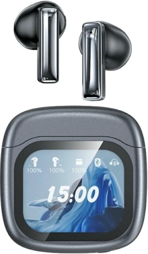 Auriculares inalámbricos AWEI TP100 Bluetooth 5.4 TWS con ENC y pantalla LCD – negros