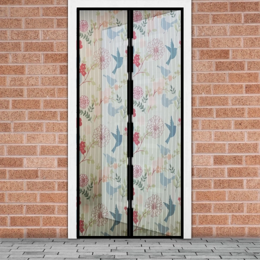 Mosquitera magnética para puertas con motivo de pájaros 100 × 210 cm
