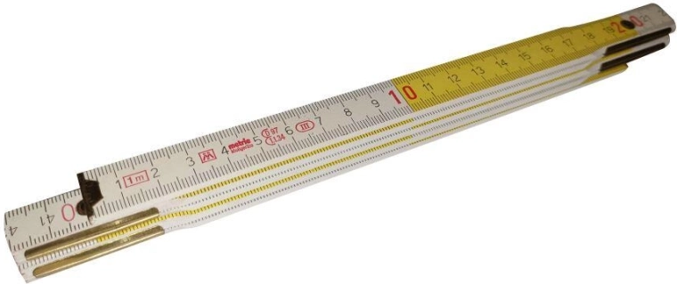 Metro plegable de madera 1 m, blanco/amarillo