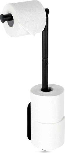 Soporte de pared para papel higiénico de acero inoxidable, negro, 46,5 cm