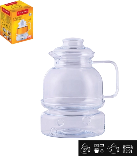 Jarra de vidrio resistente al calor con tapa y calentador 1,5 l