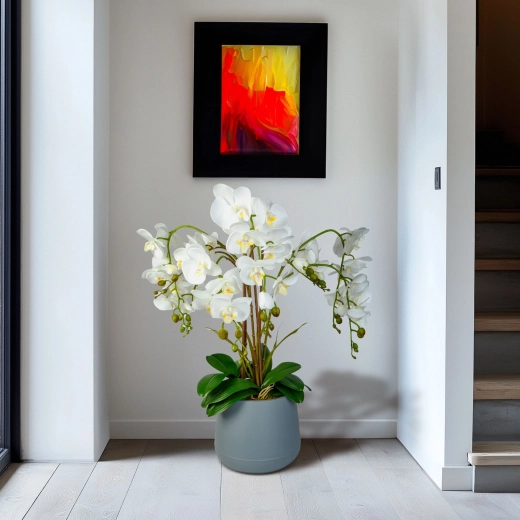 Orquídea decorativa artificial blanca de 83 cm