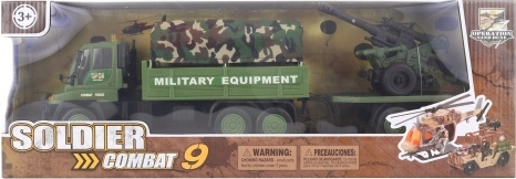Vehículo militar con remolque y ametralladora