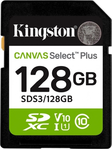 Tarjeta de memoria SD 128GB Kingston Canvas Select Plus Gen3