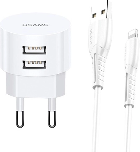 Cargador de red USAMS T20 con 2x USB 2,1 A Lightning