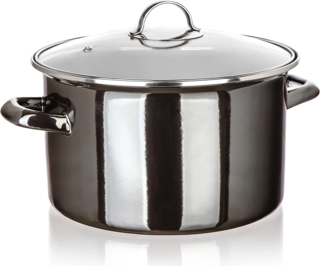 Olla esmaltada con tapa de cristal 26 cm 6 l Metallic Black