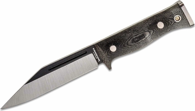 Cuchillo táctico Condor Sigrun 14,3 cm, negro-gris, Micarta, funda Kydex + cuero