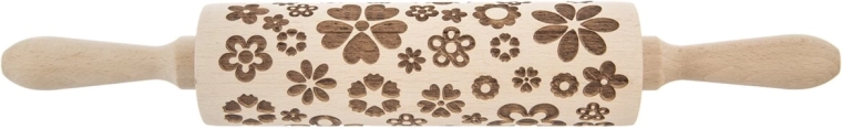 Rodillo decorativo giratorio de madera Orion para masa con flores, 39 cm