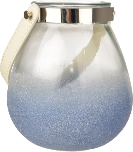Portavelas cuadrado de vidrio azul 14 × 14 × 17 cm