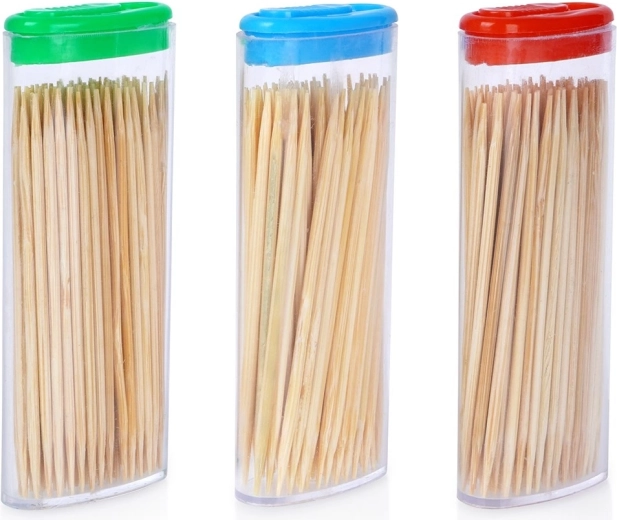 Palillos de bambú en dispensador 3×80 uds