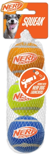 Pelotas de tenis con chirriador Nerf Dog para perros, 3 uds.