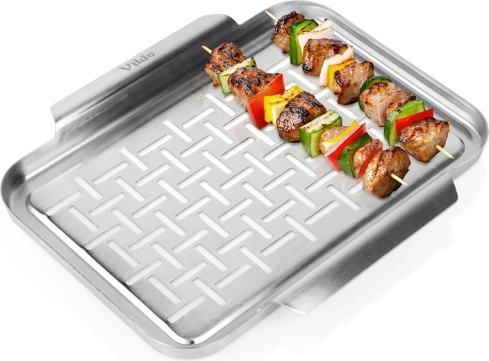 Bandeja perforada para barbacoa de acero inoxidable Vilde 29,5 × 25,5 cm