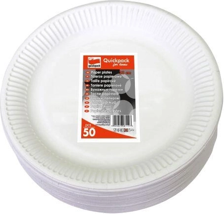 Platos de papel desechables 23 cm, blancos (50 uds.)