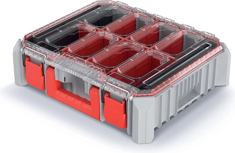 Organizador para herramientas C BLOCK BRIDGE, gris‑rojo, 44,5 × 36,8 × 12,2 cm