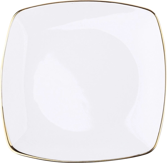 Plato de postre MariaPaula Moderna cuadrado con borde dorado 18 cm