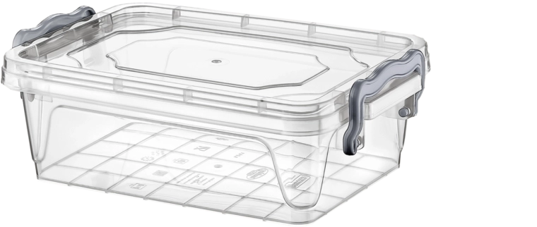 Contenedor de plástico Multi Box 1,2 l con tapa y clips