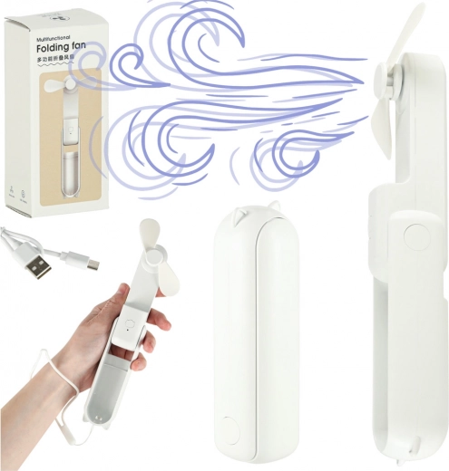 Mini ventilador portátil plegable USB 2 en 1 blanco