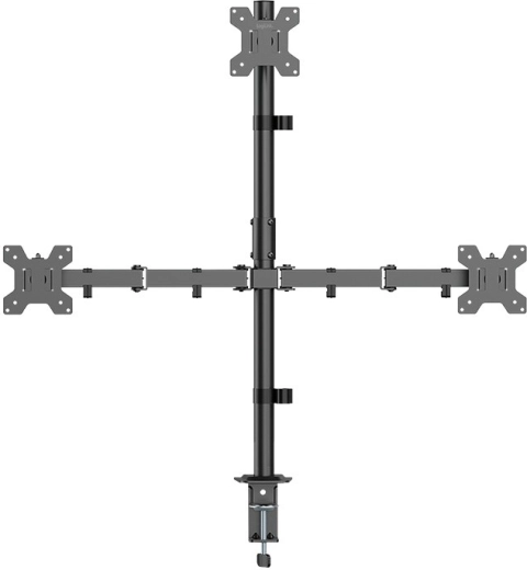 Soporte para 3 monitores de 17–27" con capacidad de carga de 10 kg por brazo