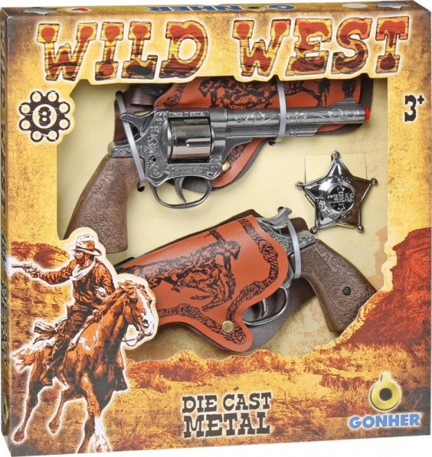 Set vaquero 2 revólveres con placa GONHER