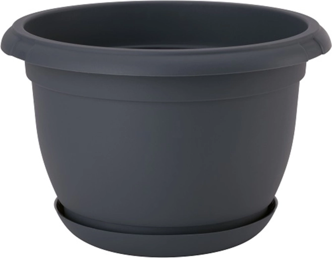 Maceta Malta 21 cm antracita con plato