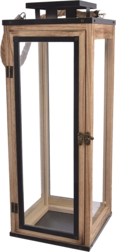 Farol decorativo grande beige de 50 cm de madera y metal