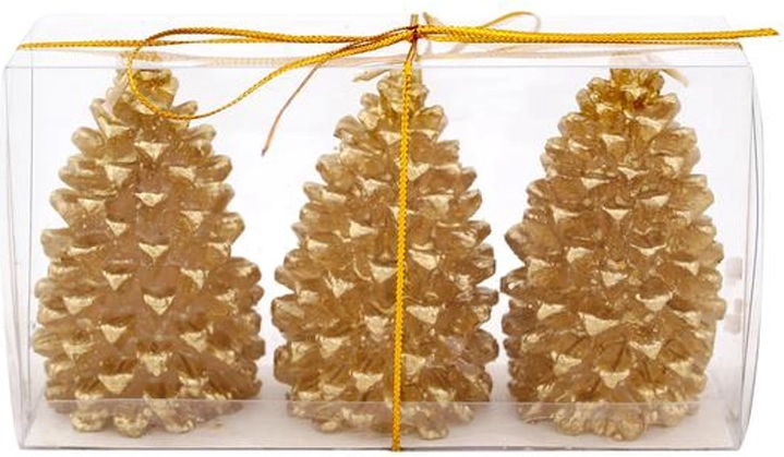 Velas navideñas en forma de piña PROVENCE doradas, set de 3 uds.