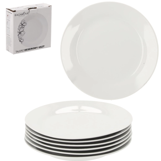 Juego de platos de postre blancos de vidrio templado 19 cm (6 uds.)