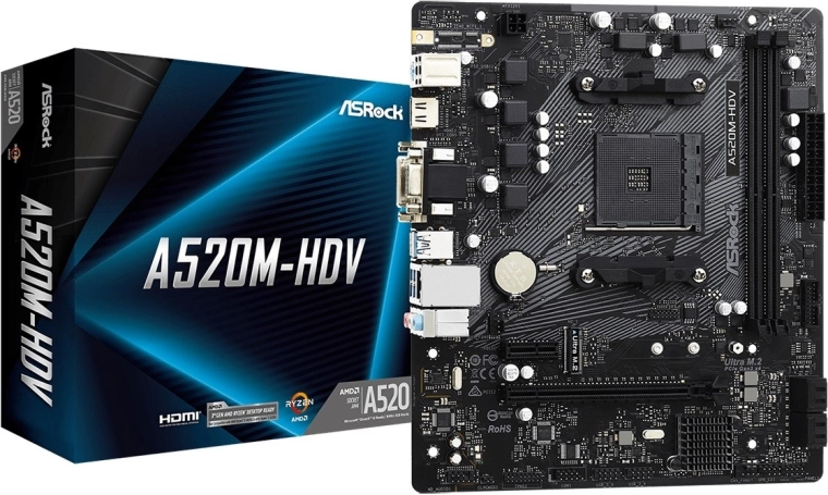 Placa base microATX ASRock A520M-HDV AM4 con HDMI/DVI/VGA y M.2