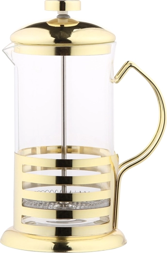Tetera para té a granel de 600 ml con infusor de acero en color dorado