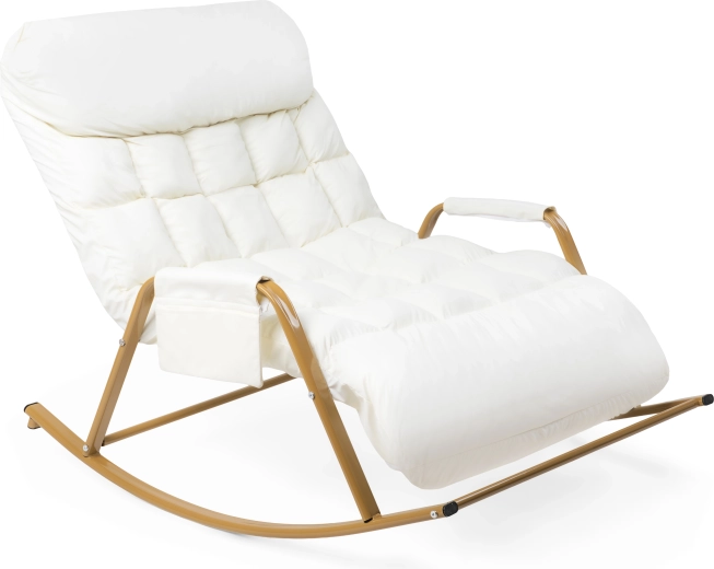 Sillón balancín doble con cojín y respaldo ajustable blanco