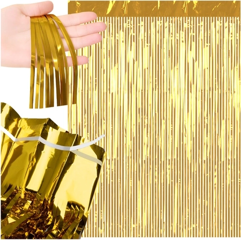 Cortina decorativa de flecos dorados autoadhesiva 100 × 200 cm RUHHY