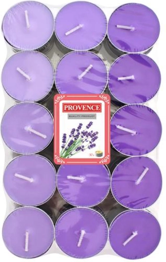 Velas de té aromáticas Provence con aroma de lavanda, 30 unidades
