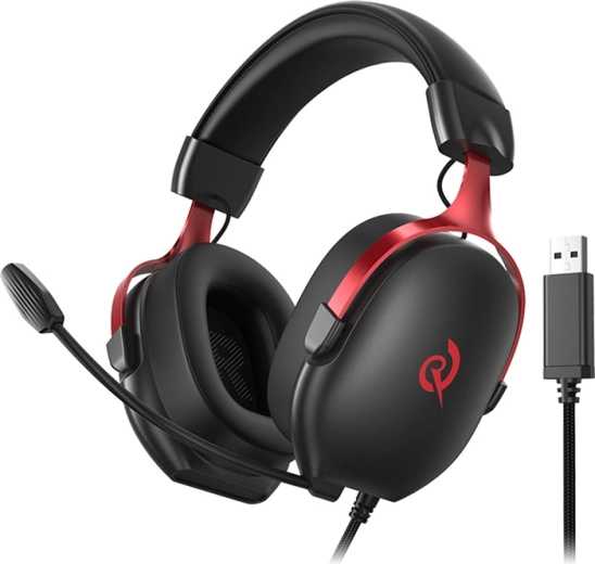 Auriculares gaming QCY Heroad VN200 negro‑rojo