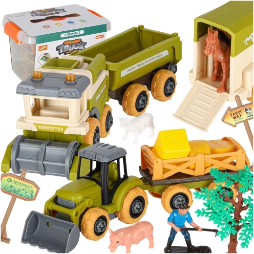 Granja infantil con tractor, cosechadora y taladro atornillador
