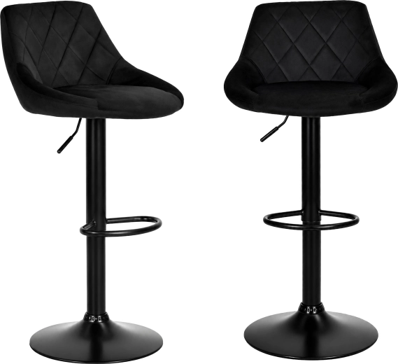 Silla de bar giratoria con altura regulable de terciopelo negro ModernHome