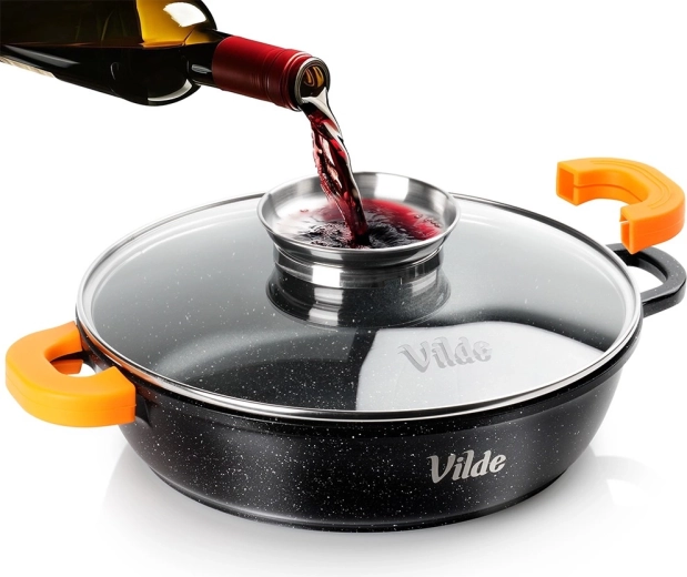 Sartén profunda de granito con tapa de vidrio TERRUNA AROMA 28 cm, 3,3 l