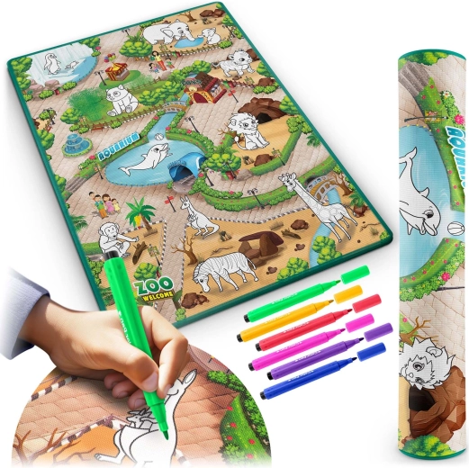 Gran alfombrilla lavable 90 × 120 cm con motivos de zoo