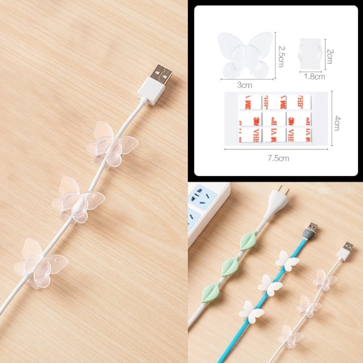 Soporte decorativo para cables 9 uds. - mariposa transparente