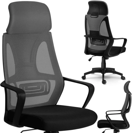 Sillón de oficina Praga de microrejilla gris