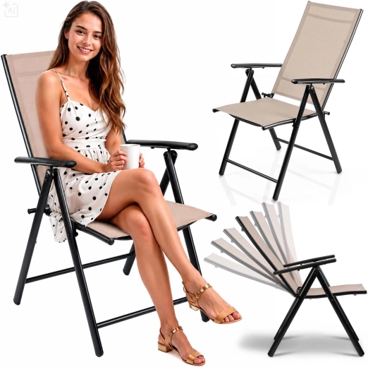 Sillas de jardín plegables Sofotel beige, set de 2 uds