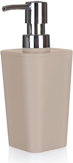 Dispensador de jabón de plástico beige-gris 7,3 × 7,3 × 17 cm
