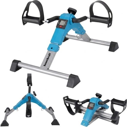 Pedalier de rehabilitación plegable 2 en 1 con pantalla LCD, azul