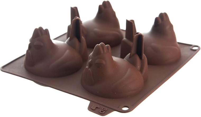 Molde de silicona para galletas y pralinés gallina marrón