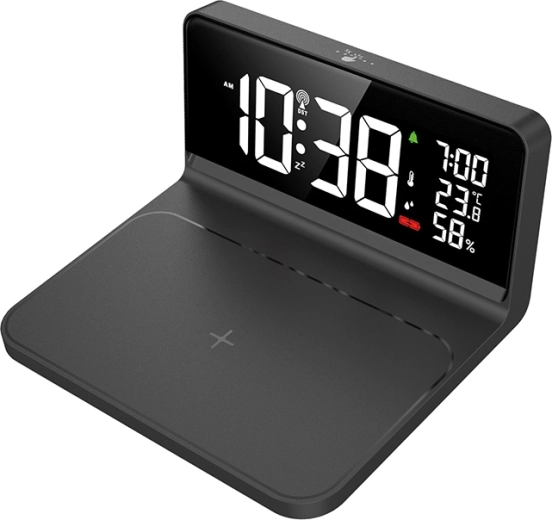 Despertador digital Solight con carga inalámbrica Qi 10 W