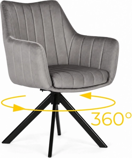 Sillón giratorio tapizado en terciopelo para comedor y salón, beige, ModernHome