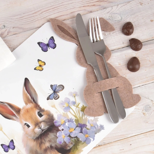 Elegante bolsillo para cubiertos para un montaje rápido de la mesa