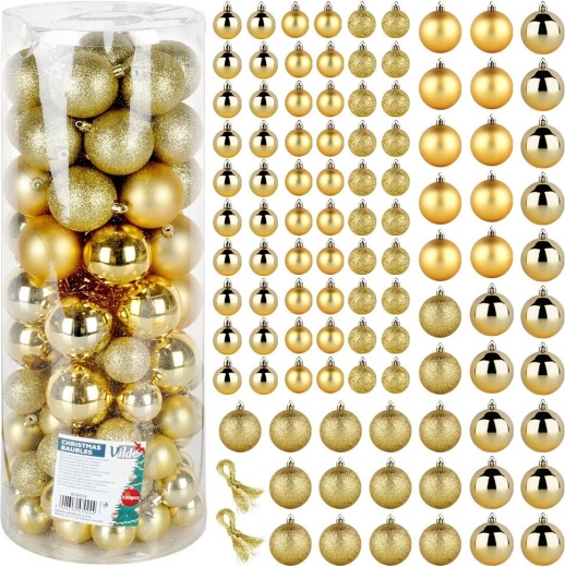 Bolitas navideñas doradas irrompibles de 4 y 6 cm, set de 100 uds