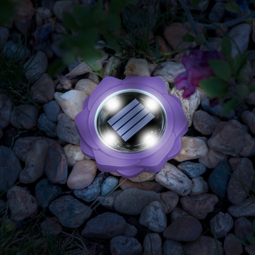 Lámpara solar LED de jardín morada con estaca